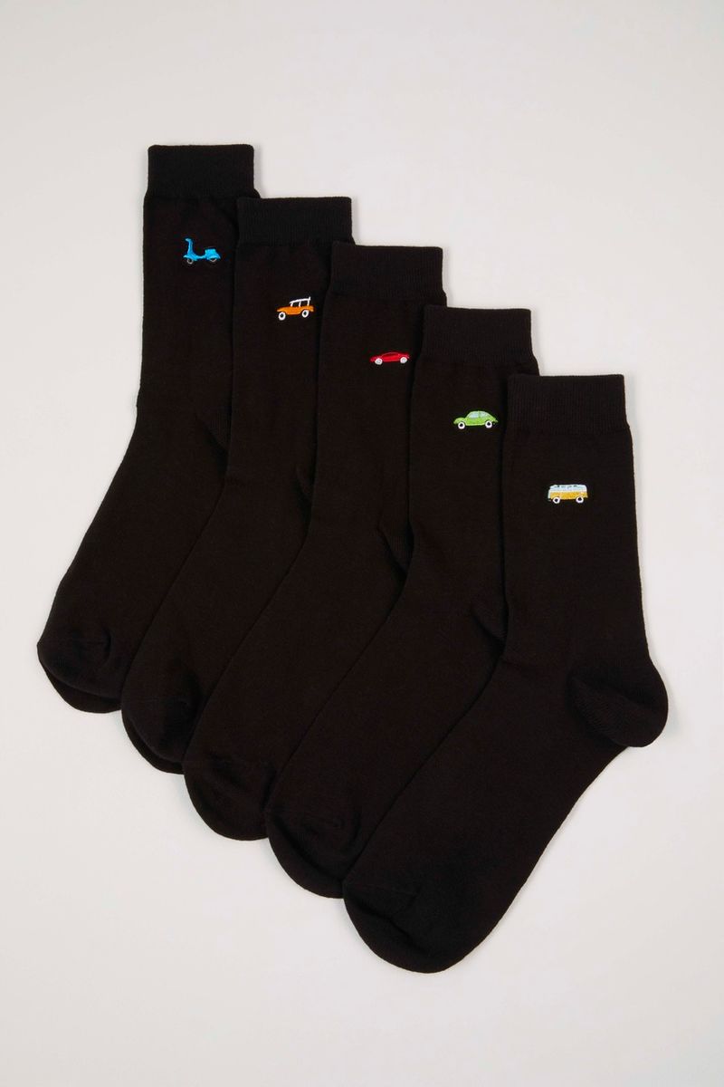 5 Pack Vehicle embroidered socks