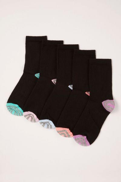 5 Pack Black Pastel Stripe Socks