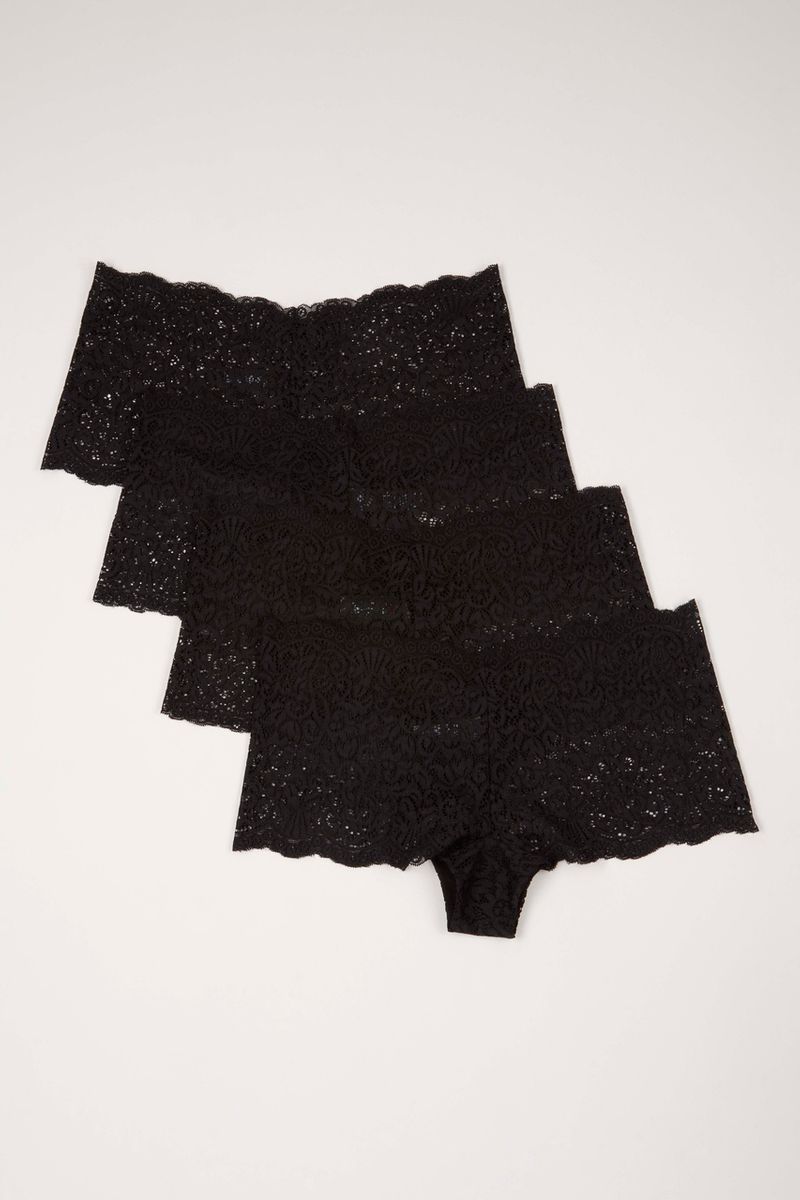 4 Pack Black Lace Shorts