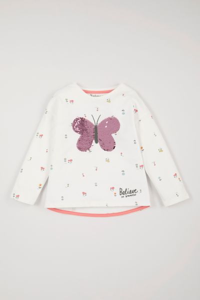Slogan Embroidered Butterfly T-shirt