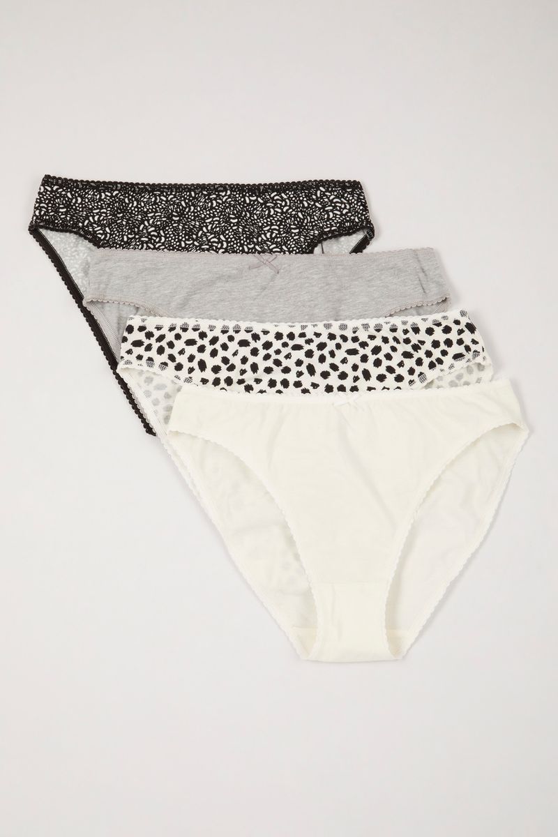 4 Pack Mono Spot High Leg knickers
