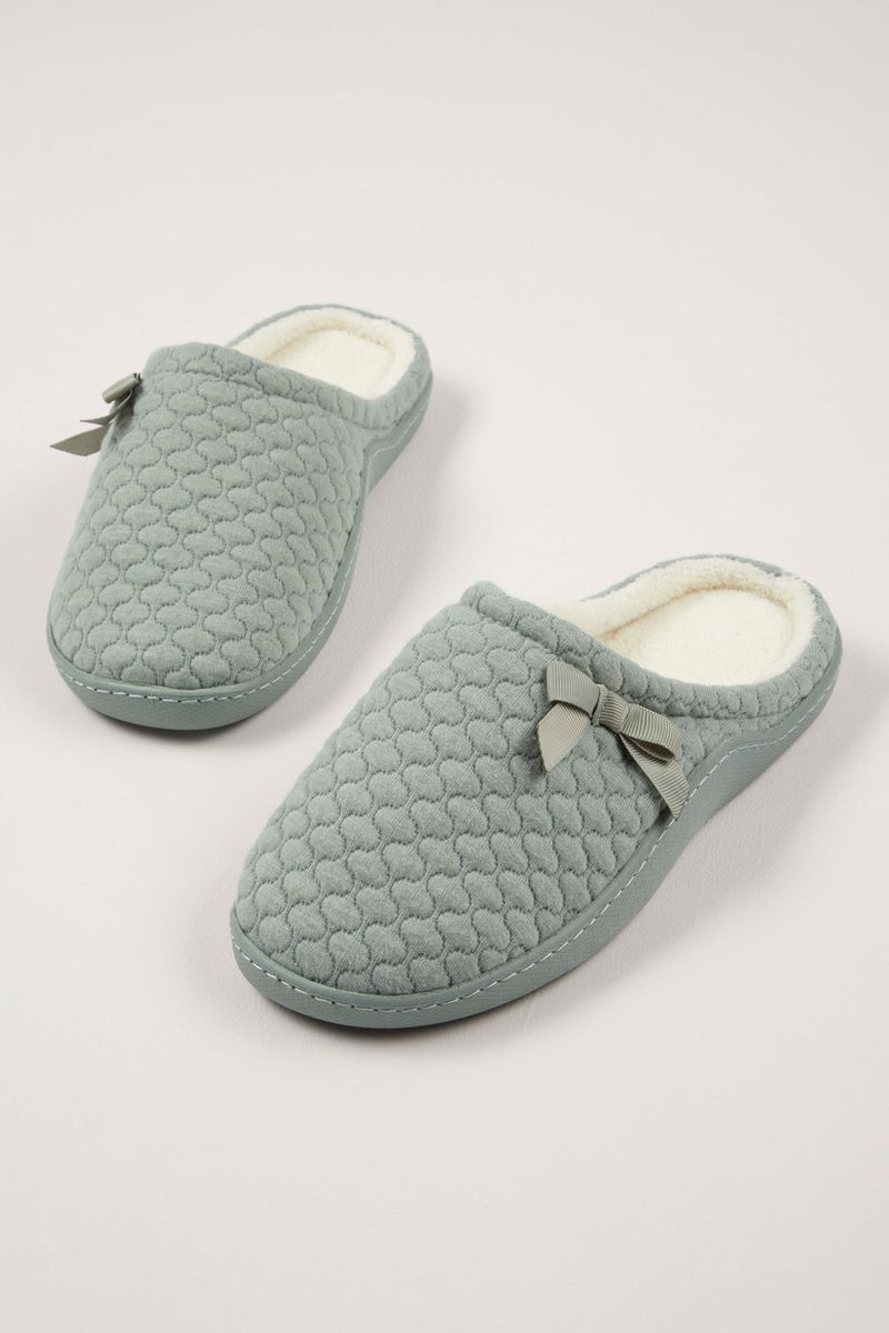 Sage Quilted Cupsole Slippers