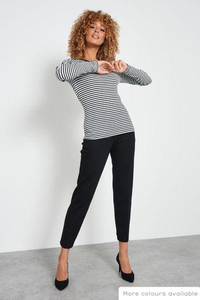 Online Exclusive Black & White Stripe Fitted Long Sleeve top