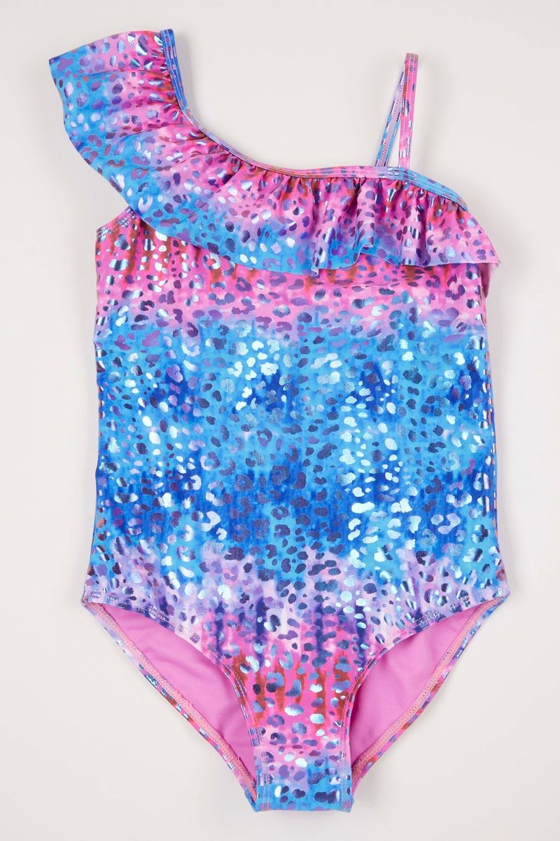 Leopard Print One Shoulder Swimsuit