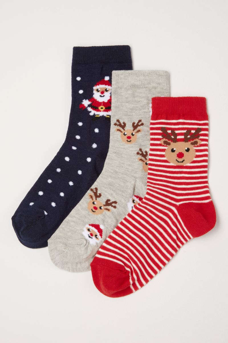 3 pack christmas reindeer santa socks