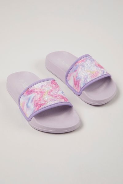 Lilac Marble Strap Sliders