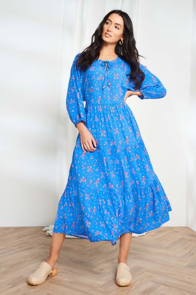 Blue Floral Midi dress