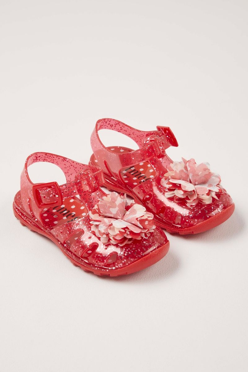 Red Flower Corsage Jelly Sandals