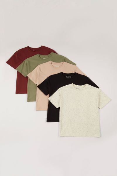 5 Pack Neutral & Khaki T-shirts