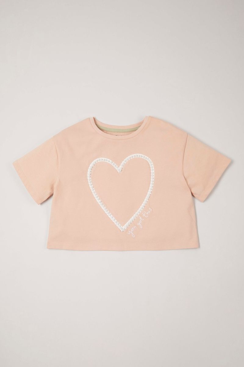 Pearl Detail Heart T-shirt