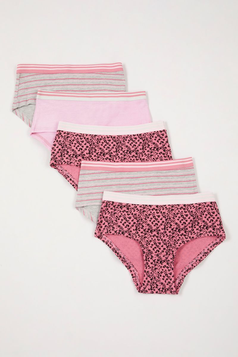 5 pack pink leopard print shorts