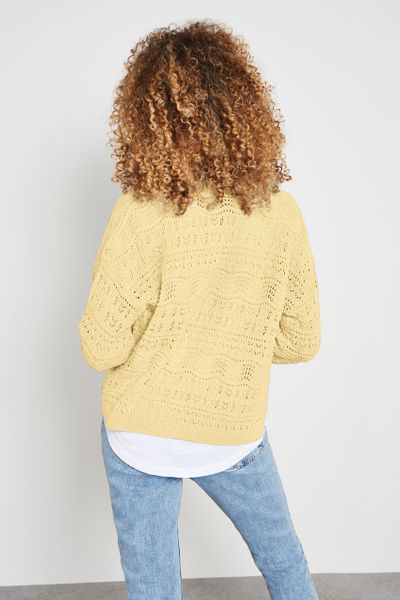 yellow pointelle cardigan