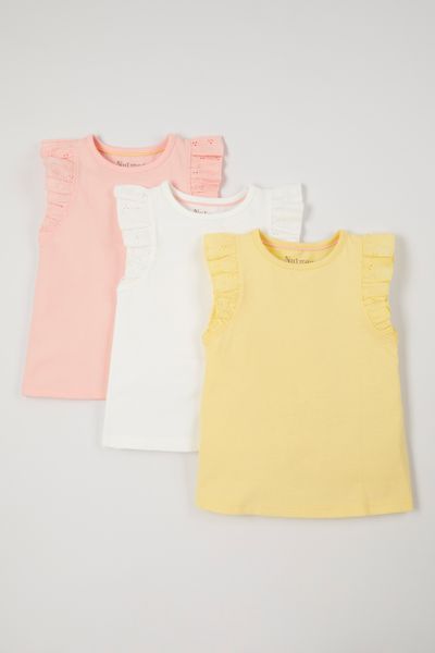 3 Pack Broderie Ruffle Vests