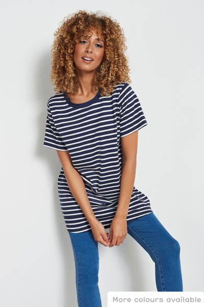 blue Stripe Long line t-shirt