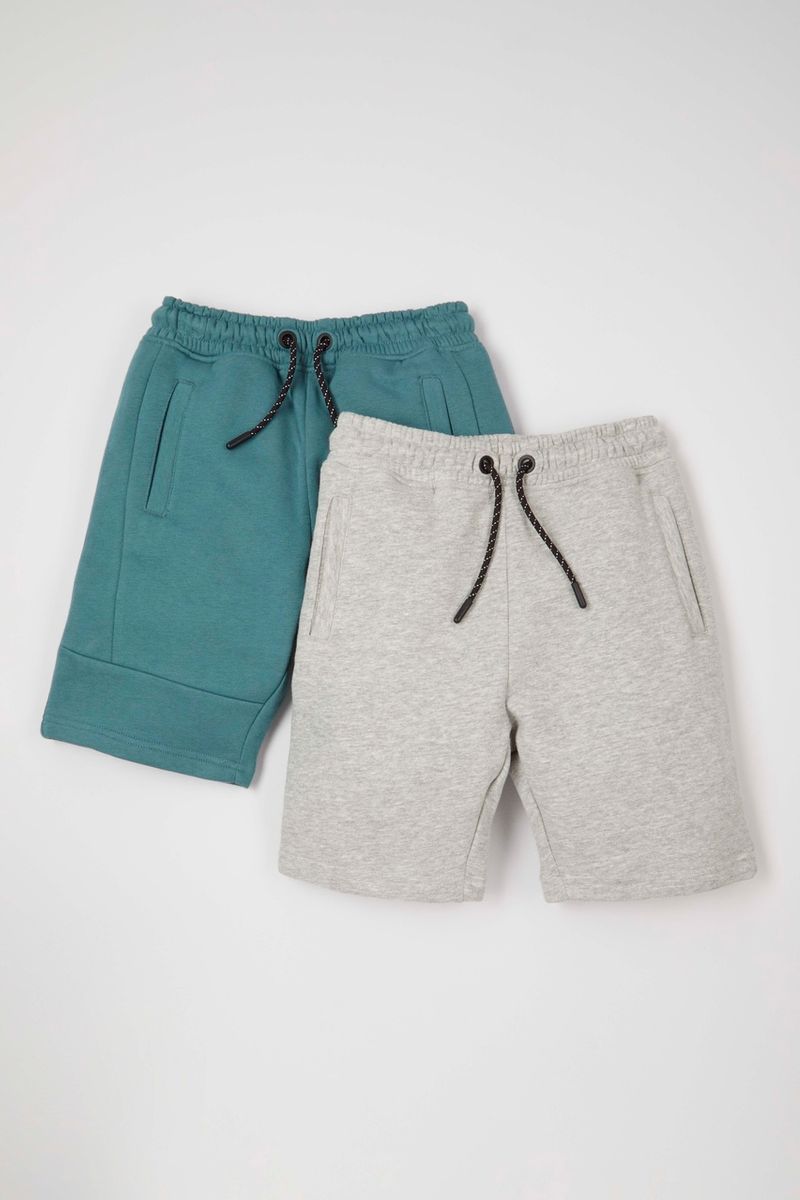 2 Pack Grey & Green Shorts