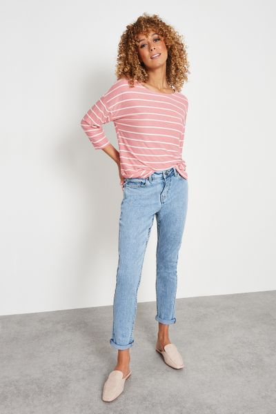 Acid Wash Relaxed Roll Leg Jeans