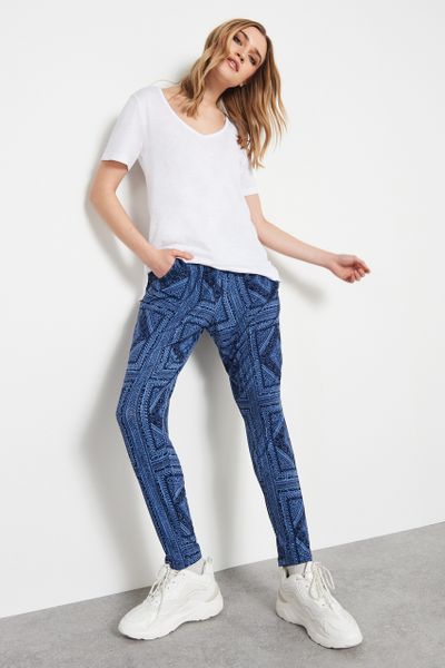 Blue Tile Print Harem trousers