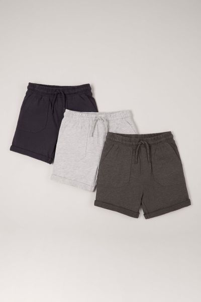 3 Pack Black & Grey Shorts