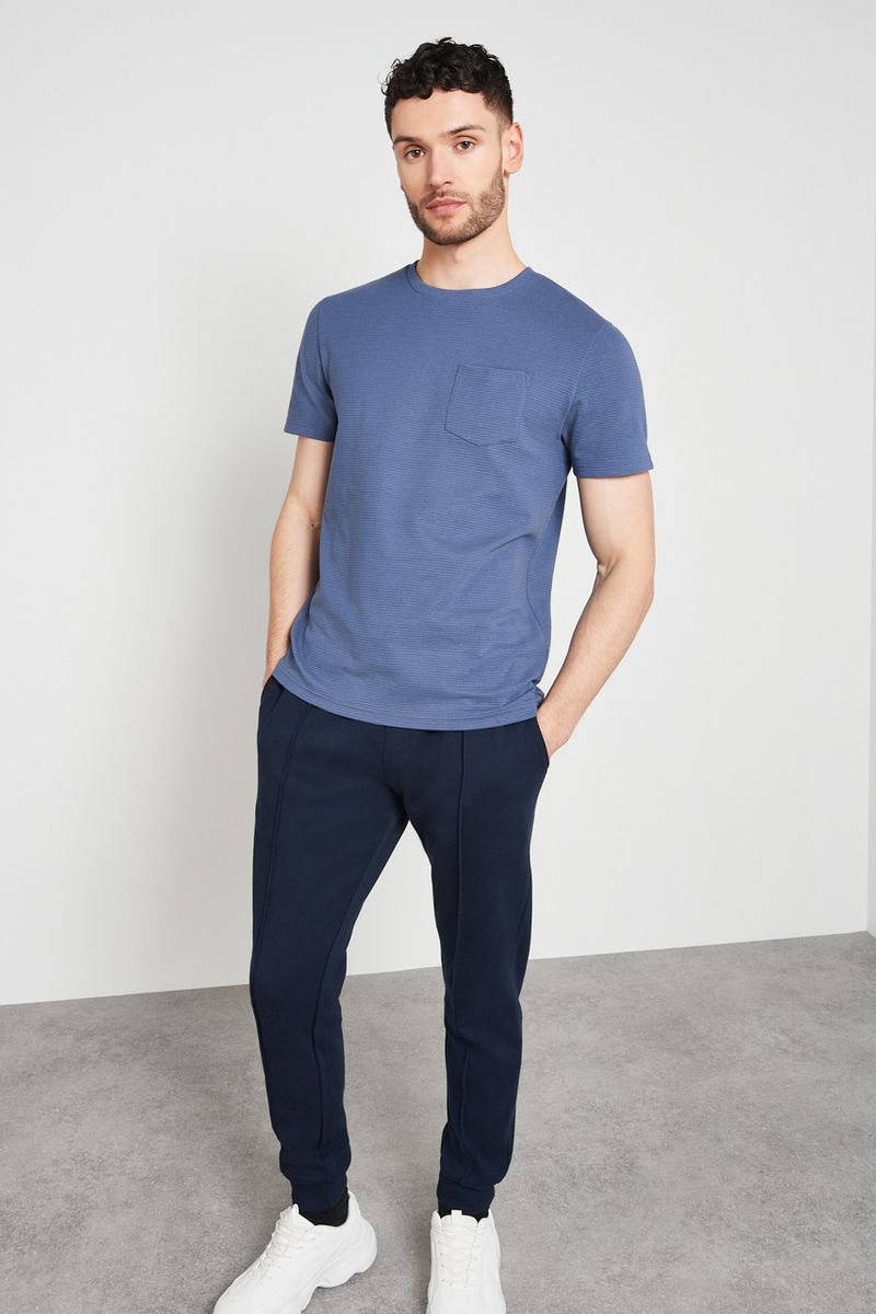 Navy Ribbed T-Shirt