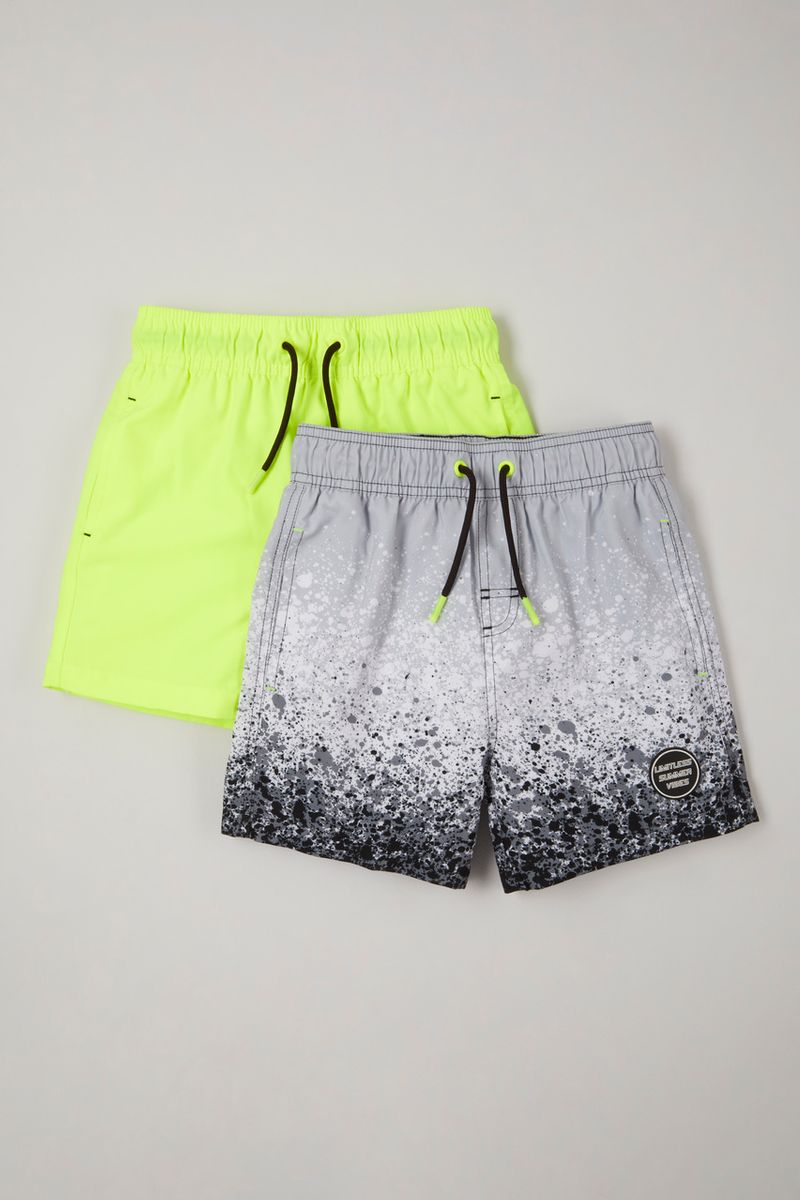 2 Pack Monochrome Splat Swim Shorts