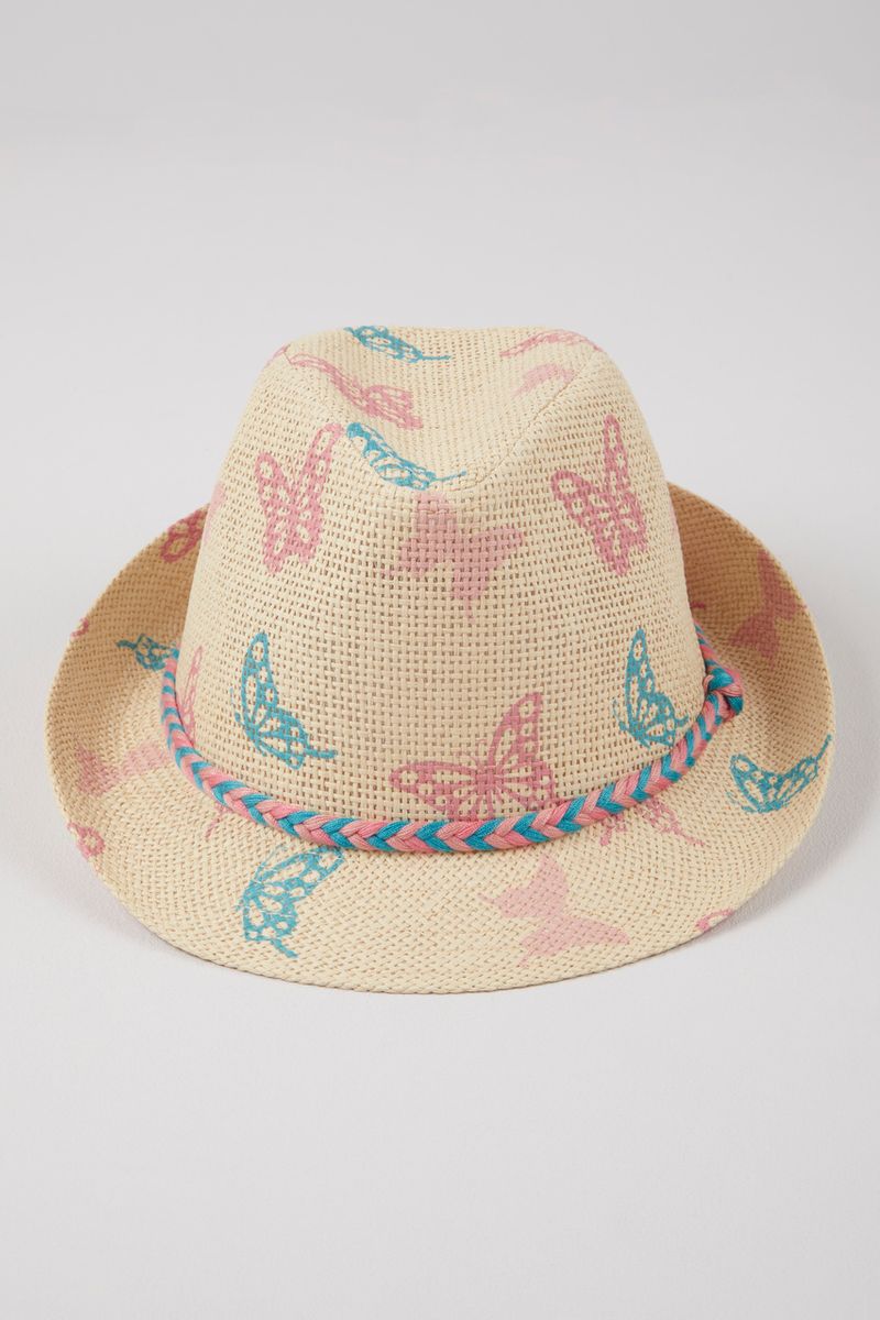 Butterfly Straw Trilby Hat
