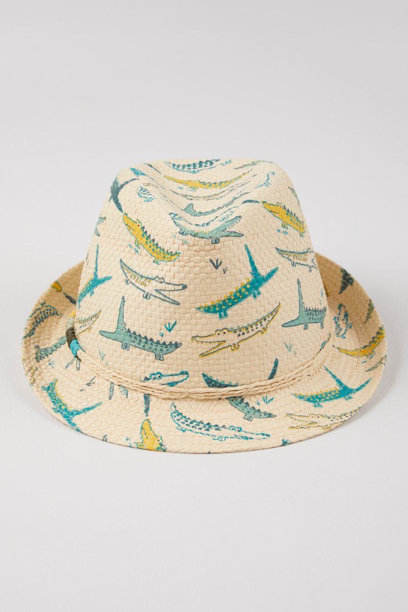 Crocodile Straw Trilby Hat
