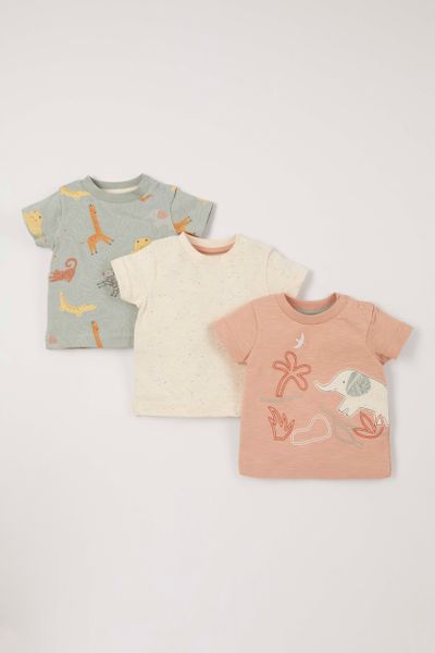 3 Pack Safari Animal Long Sleeve T-Shirts - Nutmeg
