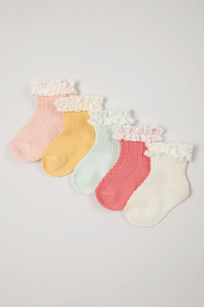 5 Pack Frilly Pastel Socks