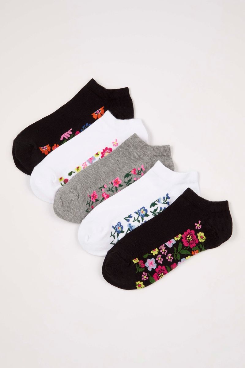 5 Pack Floral Trainer Liner socks