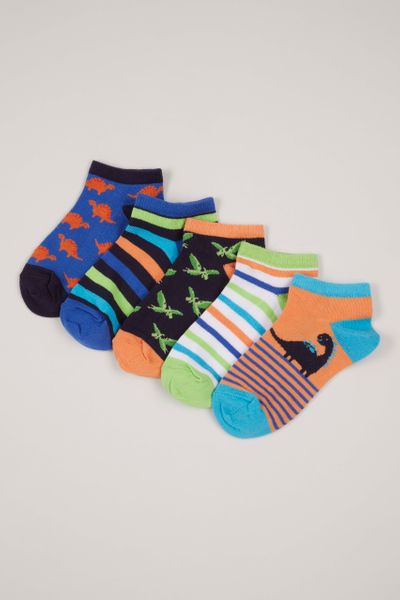 5 Pack Dinosaur Trainer Liner socks
