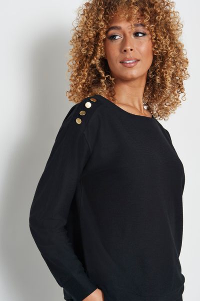 Black Boat Neck Sweatshirt - Nutmeg