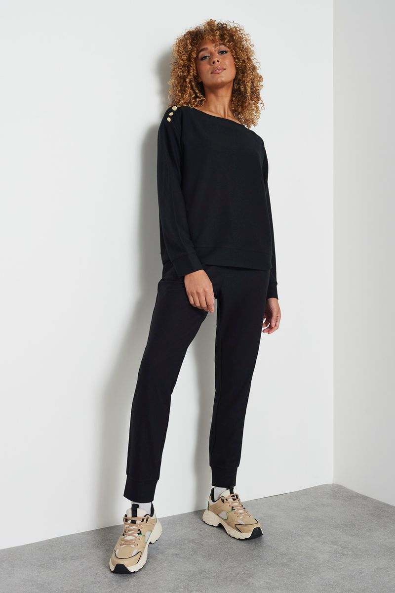 Black Ribbed Joggers