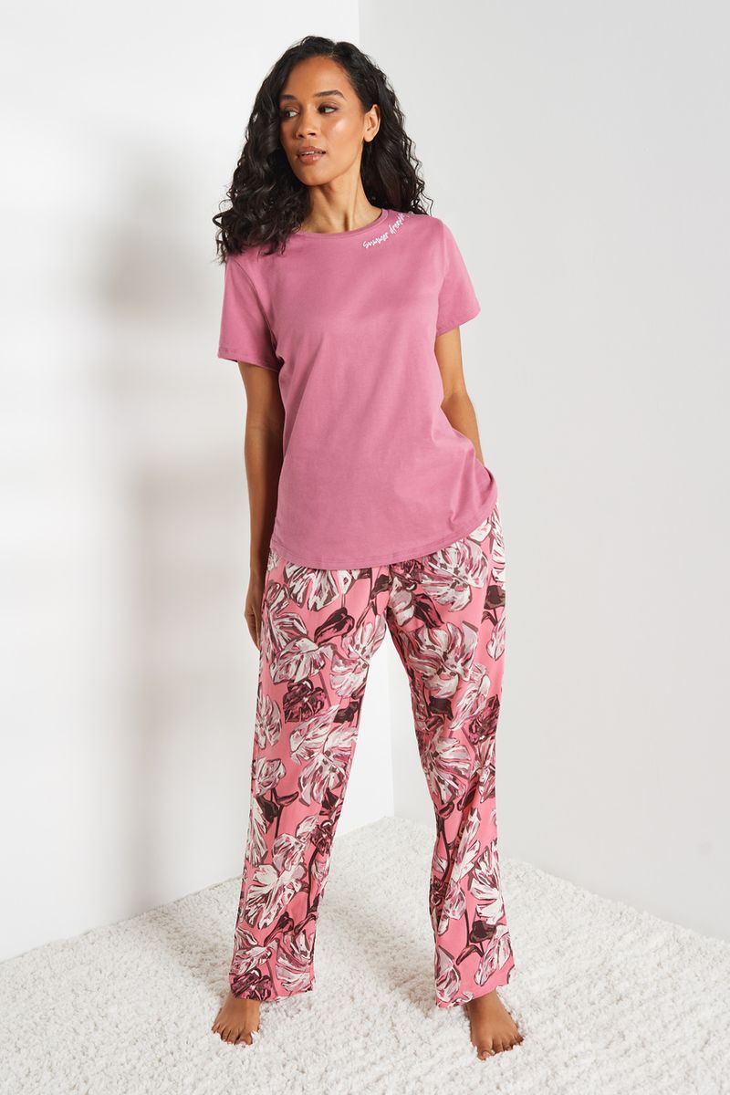 Pink Tropical Leaf Pyjamas