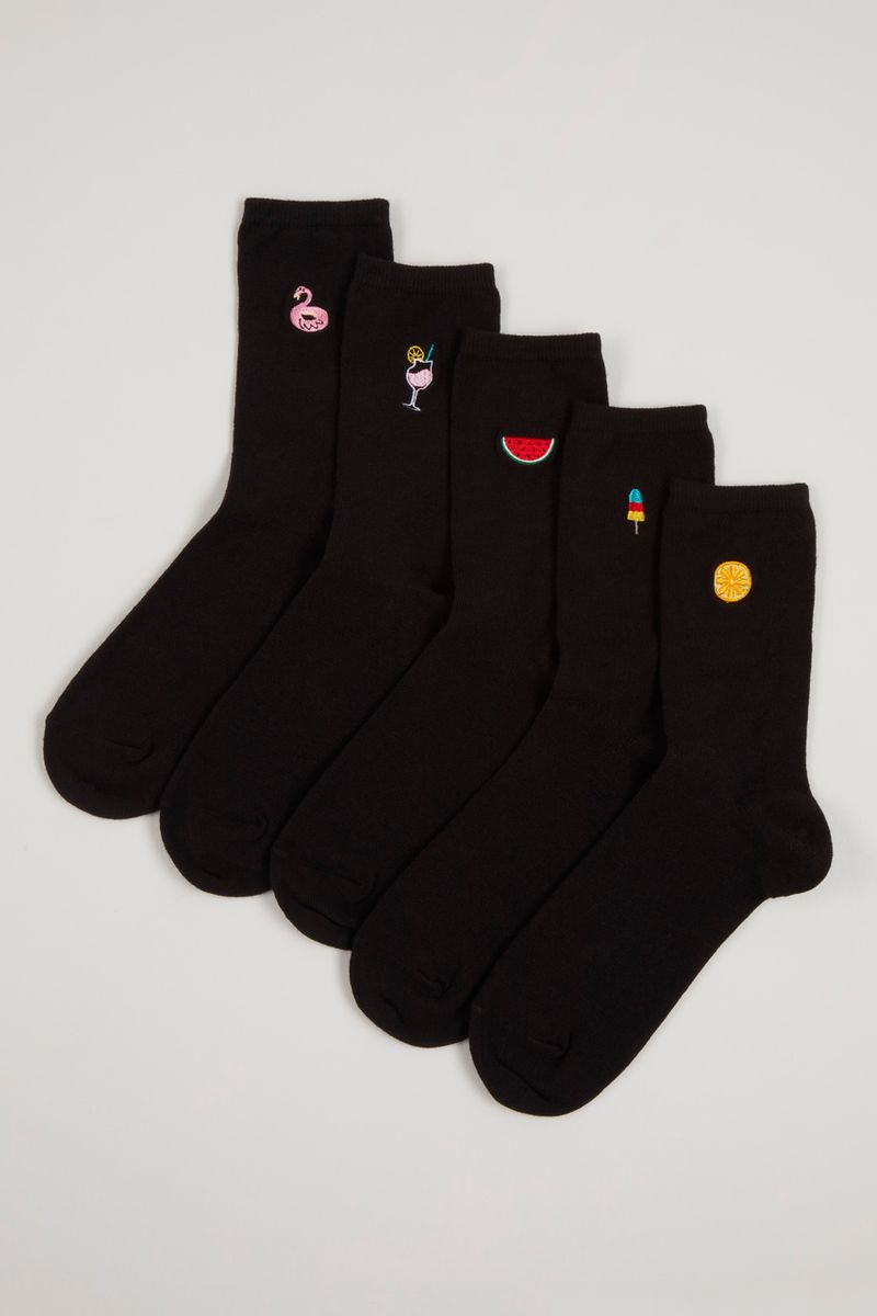5 Pack Flamingo Black socks