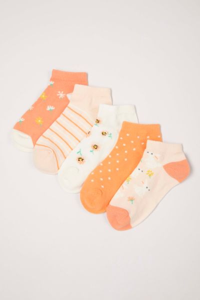 5 Pack Bunny & Flower Trainer Liner socks