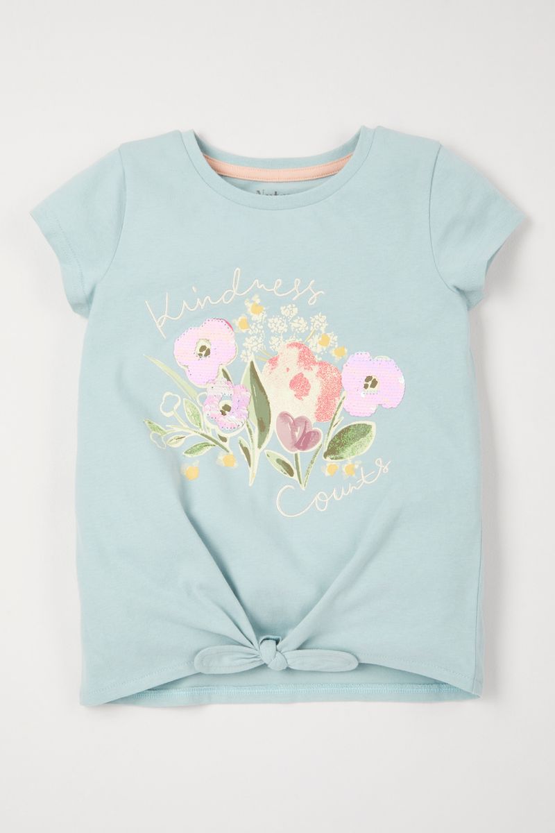 Floral Glitter Tie Front T-shirt