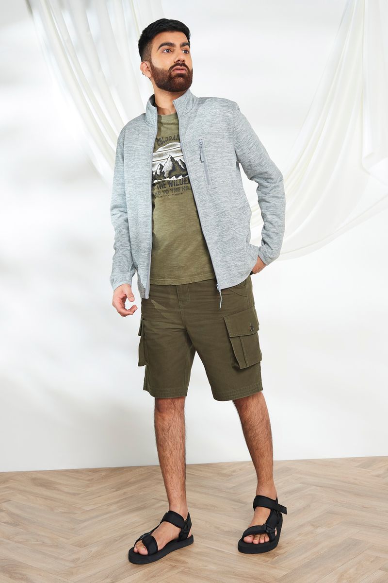 Khaki Cargo Pull On Shorts