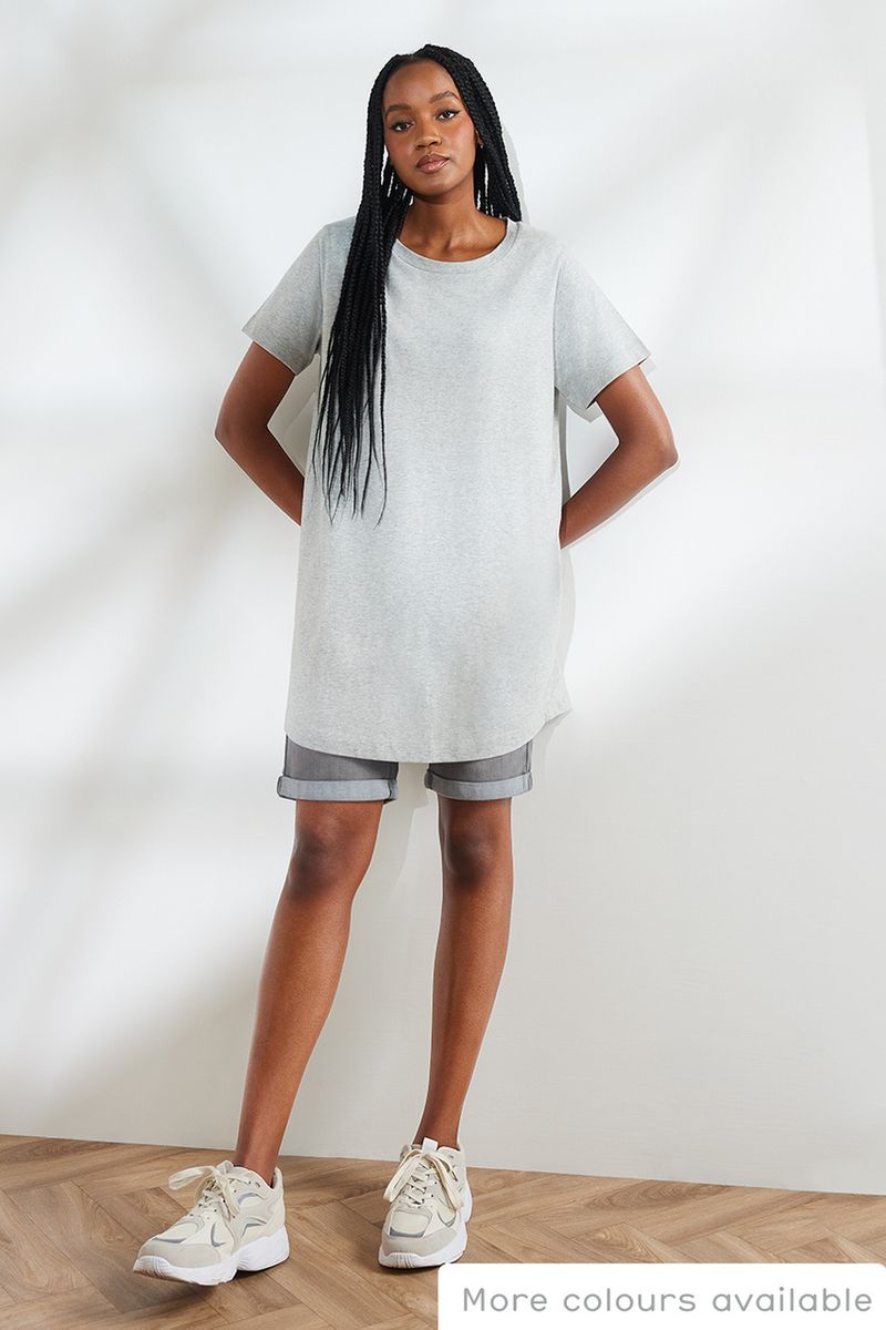 Grey Marl Long Line T-Shirt