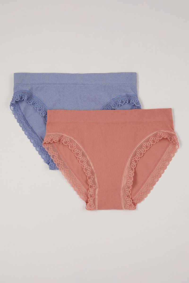 2 Pack Terracotta rib seam free briefs