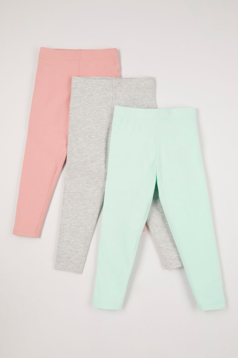 3 Pack Pink & Green Leggings