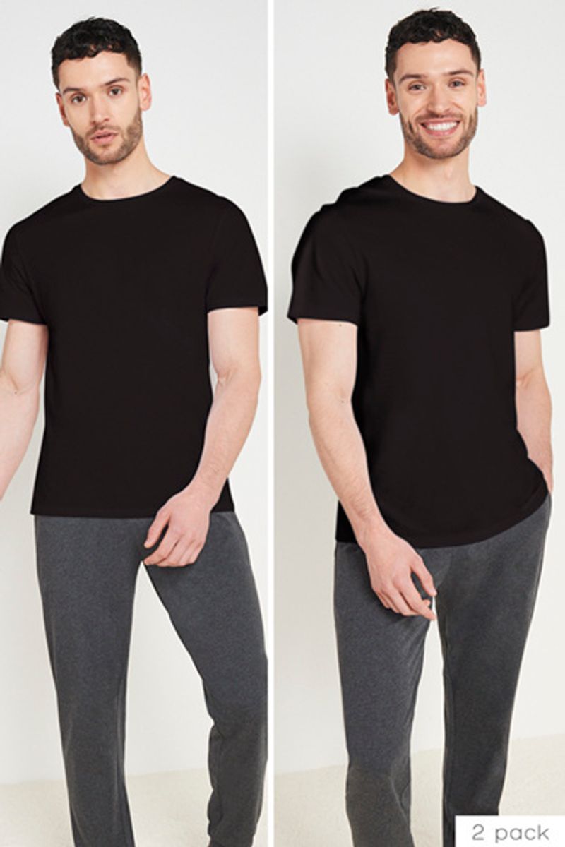 2 Pack Black Pyjama T-shirts