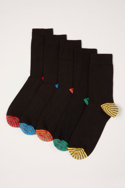 5 Pack Stripe Heel & Toe socks