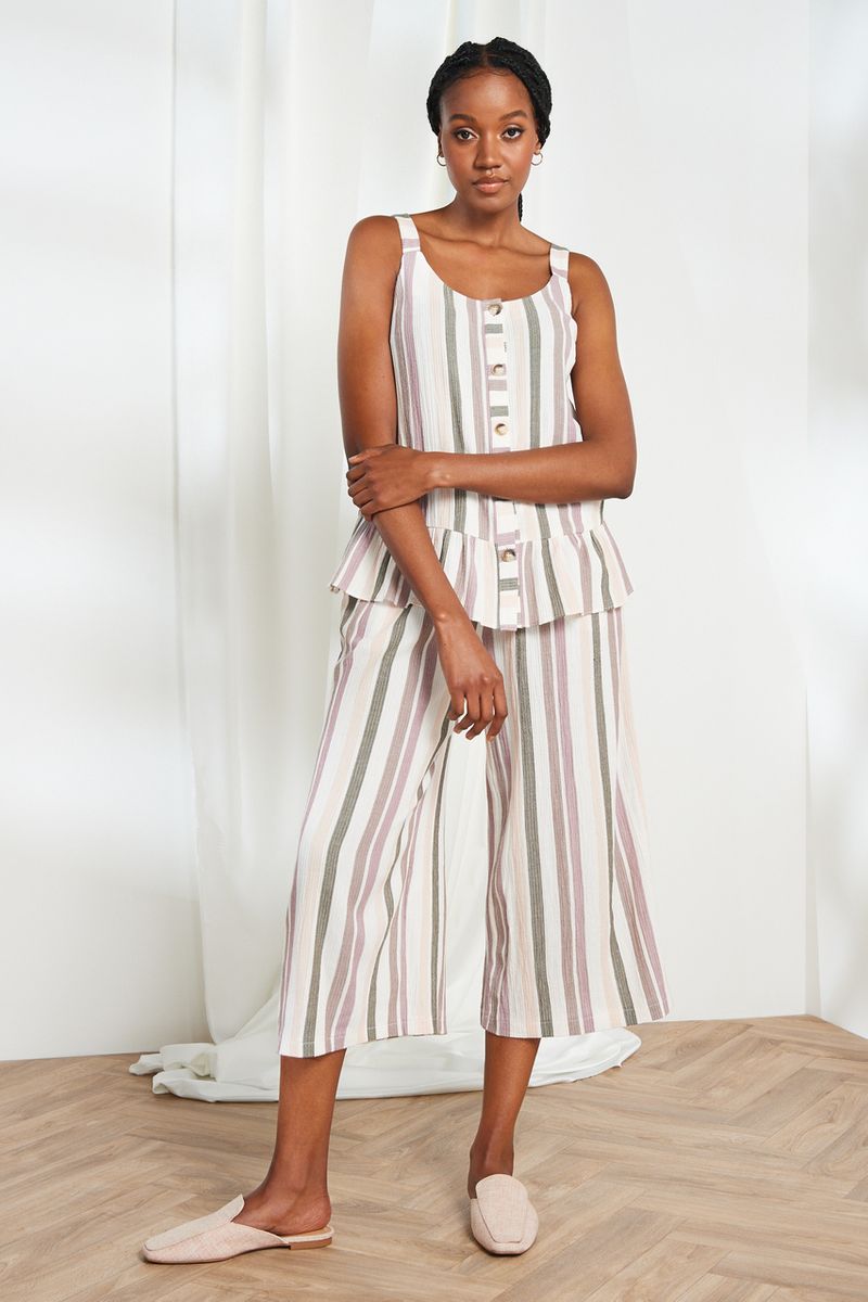Neutral Stripe Woven Culotte trousers