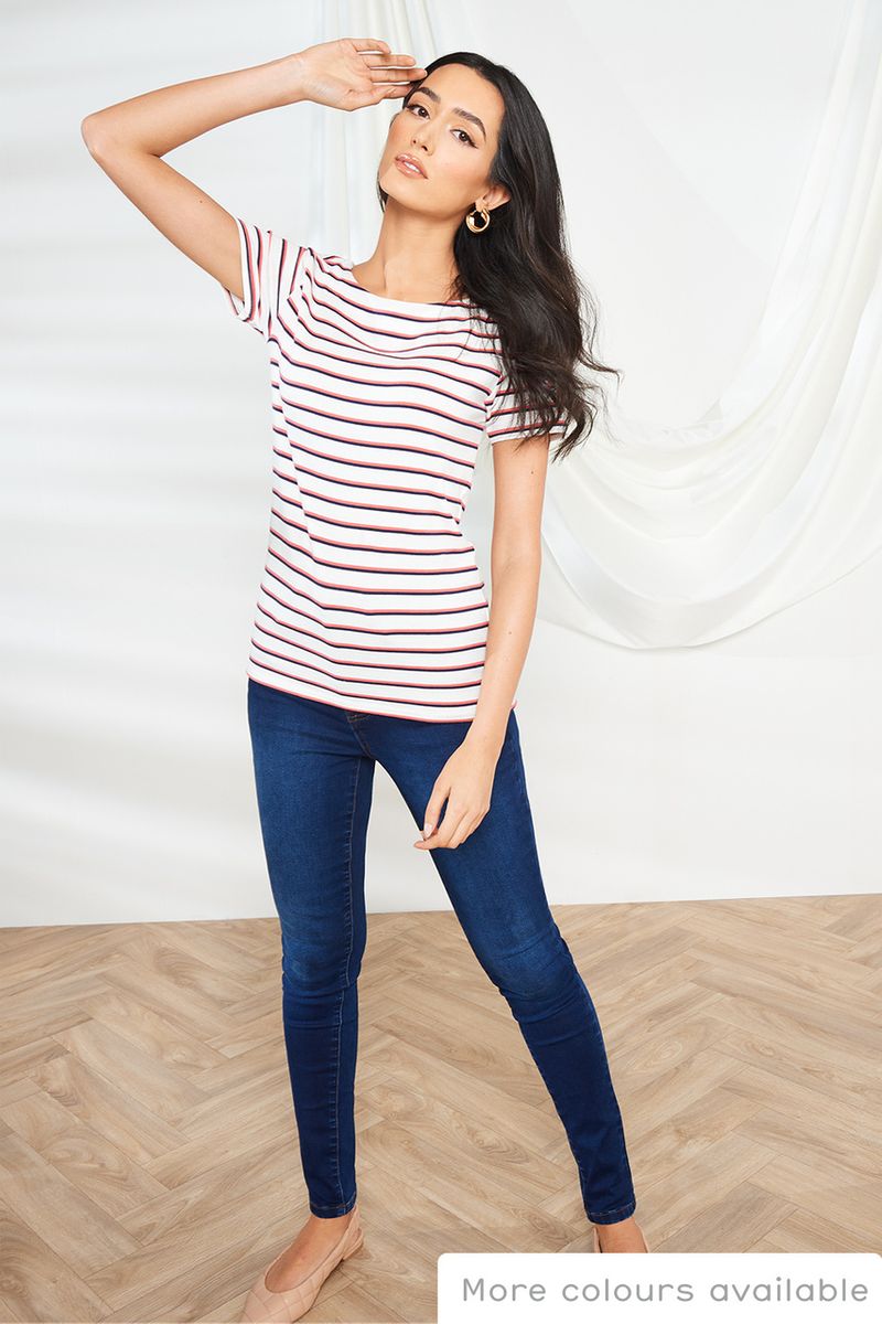 Pink Stripe Bardot Top