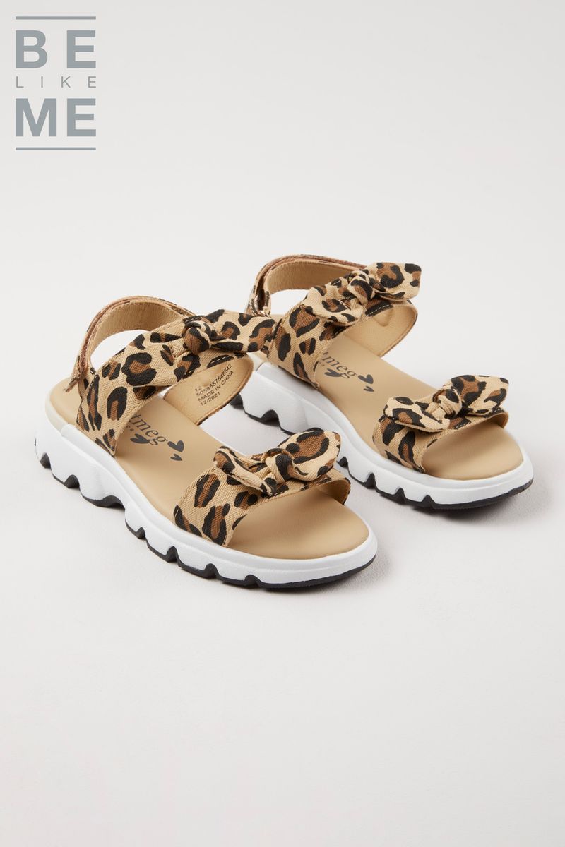 Be Like Me Kids Leopard Print Bow sandals