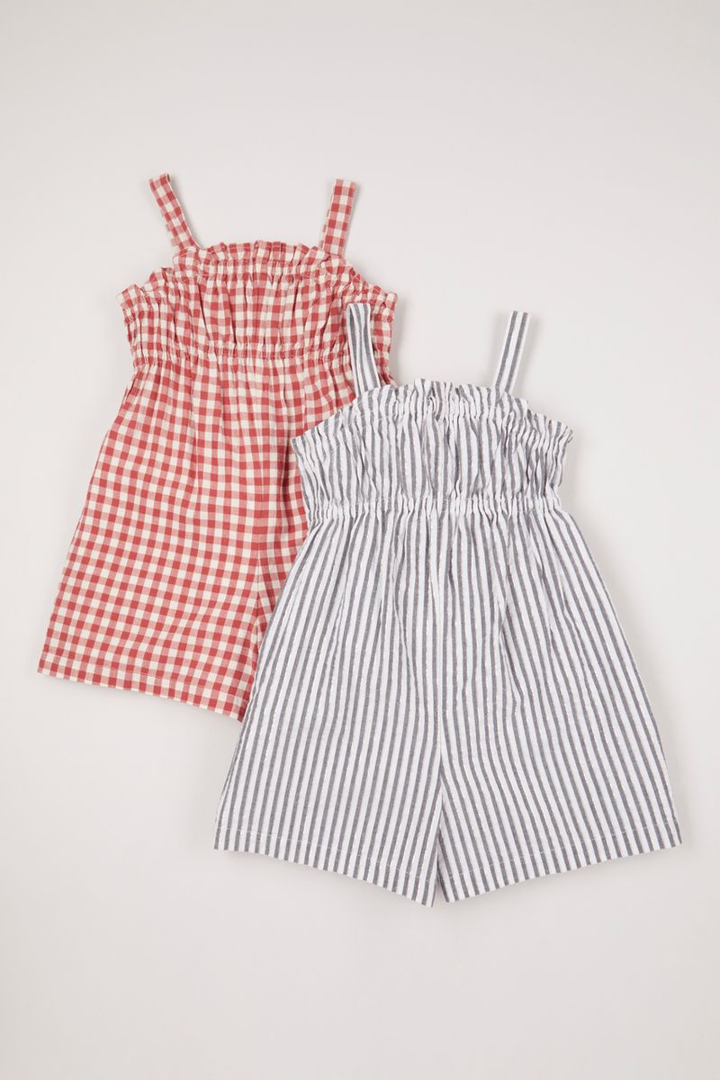 2 Pack Gingham playsuits
