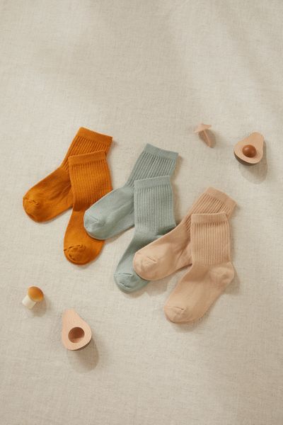 Nutmeg Kind 3 Pack Ribbed Socks