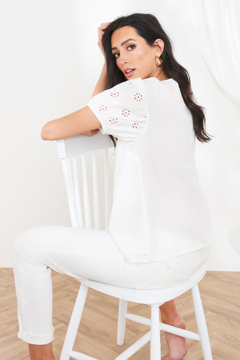White Broderie top