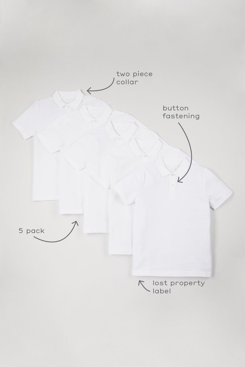 Online Exclusive 5 Pack Boys Polo Shirts