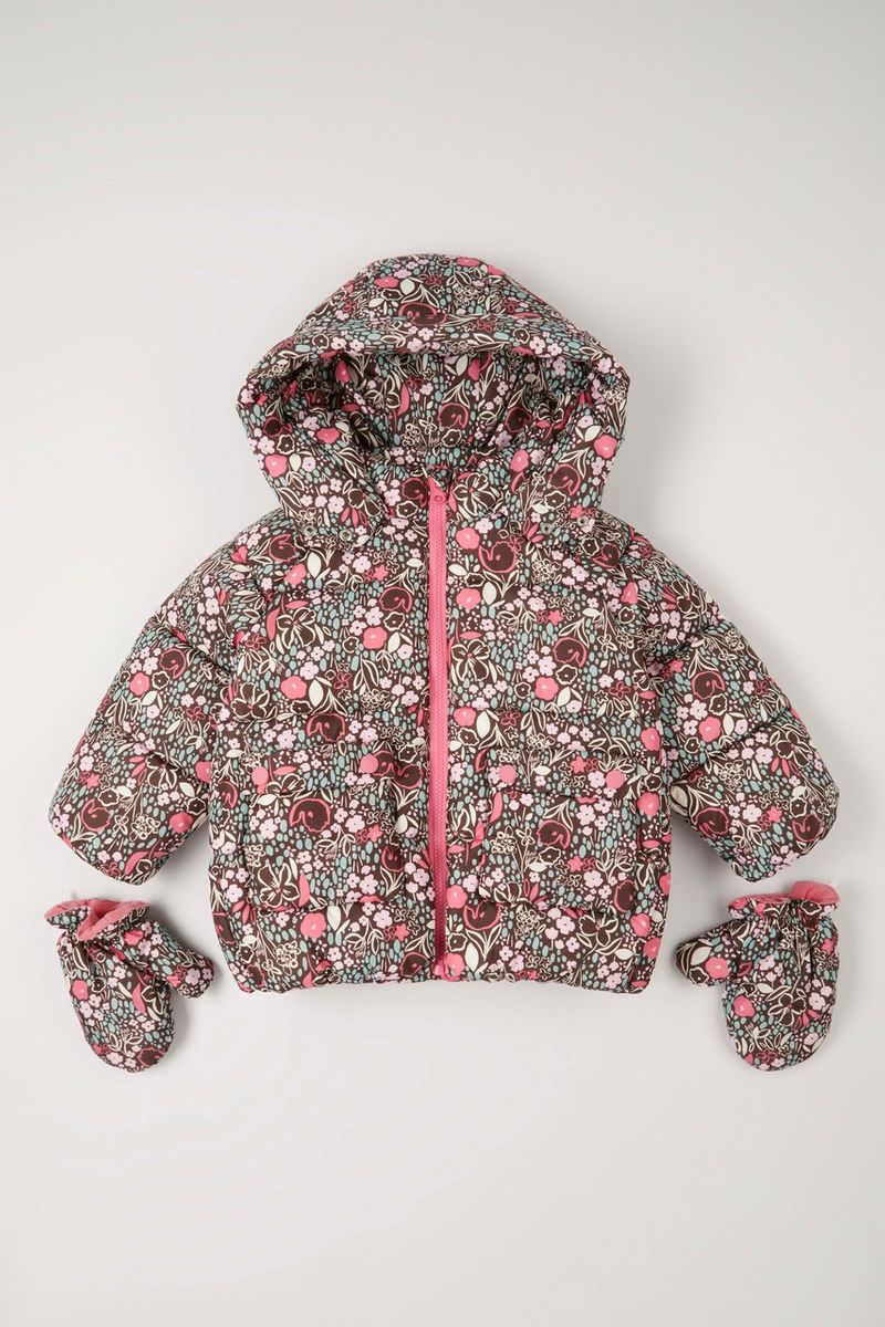 Brown Floral Padded Coat